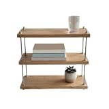 WANGHAI2024M Bookcases 3-Tier Wooden Open Bookshelf with Stainless Steel Threaded Rod Storage Rack for Home Office(Large)