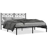 KPOTUERTU Steel Bed Frame with Headboard, 59.1x78.7 Inch Metal Bed Frame for Guest Bedroom, Stable and Durable with Extra Storage Space Underneath, No Mattress Needed