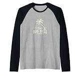 Rio Dell California Palm Tree Beach Design Raglan Baseball Tee