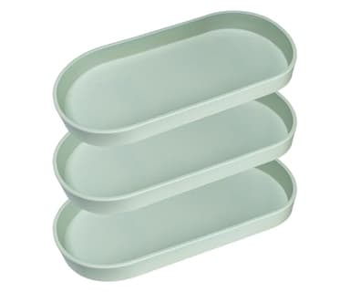 VCREATC Green Small Tray (11.8 inch), 3 Pack Oval Tray for Kitchen Counter, Bathtub Bathroom Vanity Items, Countertop Organizer, Coffee Accessory, Bar, Serving Seasoning, Salt and Pepper, Soap.