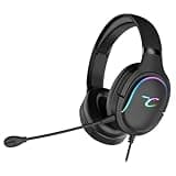 Subsonic - Spectra gaming headset for PS5 PS4 PC Xbox, LED gamer headset with 50 mm speakers, tilt microphone, volume control and integrated mute button - Black