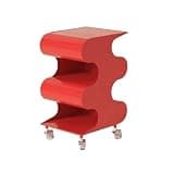 Bookcases Mobile Light Luxury Small Bookshelf Plastic Storage Trolley Creative Multi-Purpose Bedside Table(Red)