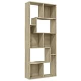 KGHFDVB Sleek and Classic Book Cabinet in Sonoma Oak, 26.4x9.4x63.4 Inches, Horizontal or Vertical Engineered Wood Bookshelf with Spacious Compartments for Books and Decor