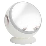 Deskium Wireless Speaker with Makeup Mirror, Alarm Clock & Atmosphere Light, Wireless Charging, TF Card Slot, ABS, Portable, 5.2 x 5 x 5 in / 13.3 x 12.8 x 12.8 cm - White