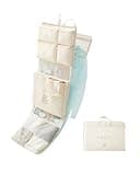 EACHY Hanging Packing Cubes for Travel, Travel Essentials Suitcase Organizer Bags with Built-in Hook, Garment Bag for Business Trip & Carry on, 11 Pockets (Beige)