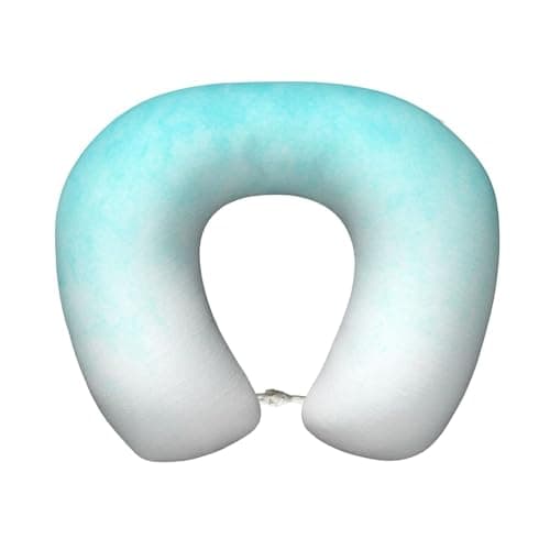 ZSUUGJ Teal Color Block Ombre Travel Neck Pillows Head Neck Support Airplane Pillow Pillow for Car, Train, Flight, Office and Home Use