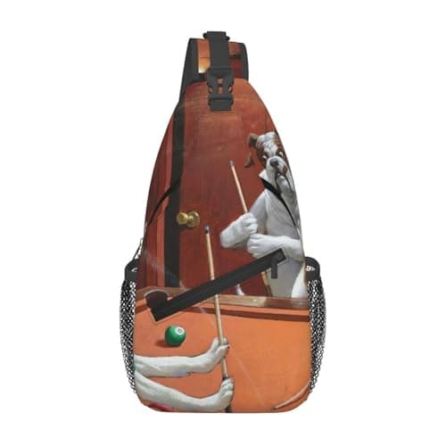 Ylidscza Labrador Dogs Playing Pool Billiard Club Painting Men'S Crossbody Chest Bag, With Padded Strap, Large Capacity For Ipad Tablet Travel Work