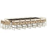 Makastle 17 Piece Patio Dining Set with Cushions Beige Poly Rattan