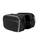Bicycle Front Beam Bag High Capacity Waterproof with Reflective Strip Bike Frame Road Cycling Upper Pipe Storage Saddle(White Trim)