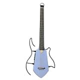Silent Acoustic Electric Guitar, Mini Lightweight Travel Headless Guitar for Practice, Compact Maple Body with Removable Frames with Gig Bag, Blue
