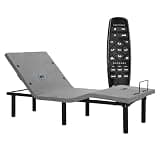 Fromann Adjustable Electric Twin XL Bed Base Frame with Massage, USB Type-C Ports, Zero Gravity, Under Bed Led Lighting and Three Leg Height (Grey)