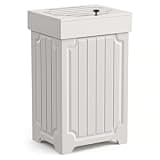 Povrgive Wood Trash Can Cabinet, 13 Gallon Hidden Kitchen Garbage Can with Lid, Farmhouse Dog Proof Trash Can, Metal Ring Included, 16" L x 13" W x 26.5" H, White
