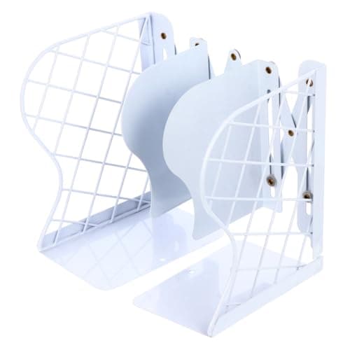 UTHCLO Iron Grid Book Storage Shelf White Book Rack Organizer for Home Office Study Desktop and Library Use