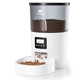 IMIPAW Automatic Cat Feeders, Timed Cat Dry Food Dispenser with Desiccant Bag, Dual Power Supply, Programmable Portion Size, 6 Meals, 20 Portions Per Day, Auto Pet Feeder for Cats and Small Dog, White