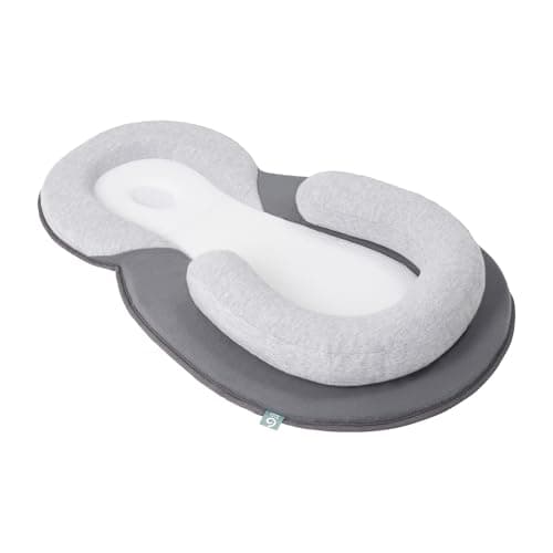 Babymoov SoCosy Baby Lounger for Newborn, Infant Support Cushion, Adjustable Leg Roll, Breathable Cotton, Grey