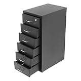 DuYouG Metal Vertical File Cabinets, 6 Tiers File Cabinet with Lock, Moveable Freestanding File Organizer for Home, Office, Study, Dresser Black