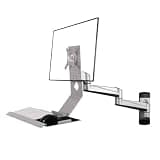 Listed TV Mount Silver Wall Mount Double Arm with Regular Tray Monitor Stand Collapsible 90° Motion TV Bracket