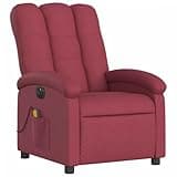 GKHPYURE Electric Massage Recliner Chair Wine Red Fabric with 135 Degree Recline, 6 Massage Points, Side Pocket, Wood and Metal Frame
