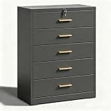GATEMORER Lateral File Cabinet with Lock 3/4/5 Drawer Heavy Duty Steel Filing Cabinet, Wide Large Metal Storage Cabinet for Home Office, Holds Legal & Letter Size Files, Black, Assembly Required