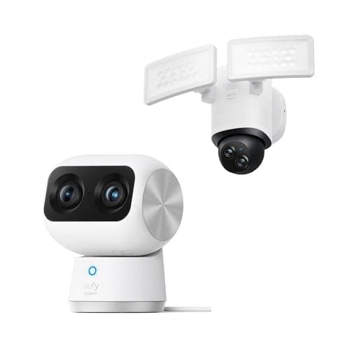 eufy Security Floodlight Camera E340 Wired, 360Β° Pan and Tilt Indoor Cam S350, Dual Cameras, 4K UHD Resolution Security Camera with 8Γ Zoom and 360Β° PTZ
