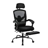 Sweetcrispy Office Computer Desk Chair, Ergonomic High-Back Mesh Rolling Work Swivel Chairs with Wheels, Comfortable Lumbar Support, Comfy Arms for Home, Bedroom, Study, Student, Black