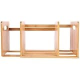 Gogogmee Wood Desktop Bookshelf CD Organizer and Vinyl Record Storage Rack with Adjustable 32-60cm Range for Office Supplies, Space Saving and Organizing Desk on Desktop
