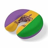 LXCPBNQT Neck Pillow Mardi Gras Carnival Flag Washable Memory Foam Pillow for Airplane Office Car Sleeping, Purple Yellow Green Color Blocking Travel Pillows U Shaped Stretch Neck Support Pillows