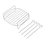 Stainless Steel Double Layer Grill Rack For Air Fryer - With 4 Meat Picks, Steam Rack