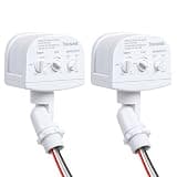 TREEWELL 2 Pack 240-Degree Replacement Motion Sensor, Adjustable LUX(5-300) & Time & Detection Sensitivity Up to 60 Feet Range, 3 Working Modes Outdoor Motion Detector for Security Floodlight, White