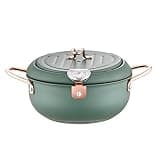 OBKSEB Kitchen Deep Frying Pot with Lid and Thermometer Non Stick Fryer Stainless Steel French Fries Pan