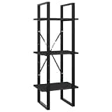 Benzara Nanie Wall Bookcase with 3 Open Shelves, Gray Wood, Black Metal