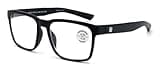 V.W.E. Men Progressive Reading Glasses No Line Clear on Top Bifocals Reader - Rectangular Matte Sport (Matte Black, 1.75, x)