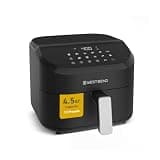 West Bend Digital Air Fryer 4.5 Qt Compact with 12 Presets, Adjustable Temperature for Quick Crispy Meals, Nonstick Easy Clean Basket and Shake Reminder, 1500W, in Black/Silver