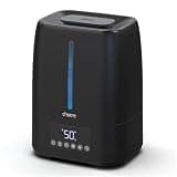 Chooone 6L Top Fill Ultrasonic Humidifier - Cool and Warm Mist for Bedroom, Baby, Large Rooms & Plants, Smart Humidity Control, Aroma Diffuser, Night Light, 12H Timer, Quiet, Black