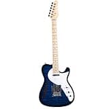 ZOCWJK Electric Guitar TL F Hole Jazz Electric Guitar with Chrome Tuners Basswood Humbucker Pickup,Blue