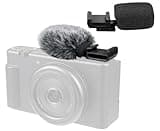 SOULWIT 2Pcs Windscreen Wind Muff for Sony ZV-1F/ZV-E10/ZV-1/ZV-E1/ZV-1 II Vlog Cameras, Cold Shoe Adapter with Furry Windshield + Mic Cover - Black