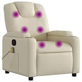 UERNGFTKM Manual Reclining Chair with 6 Massage Points, Vibration Massage Recliner with Cup Holders and Side Pocket, Faux Leather Reclining Armchair with 135 Degree Tilt, USB Powered Hand