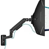 Pegzone Single Wall Mount Monitor Arm for 17-49" Ultrawide Screens, Heavy Duty Full Motion Gas Spring Wall Mount Stand Holds up to 44 LBS, Computer Monitor Mount Compatible with 75/100 VESA, Black