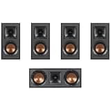 Klipsch Home Theater Speaker Bundle: 2 Pairs R-41M Bookshelf Speakers + R-52C Center Channel Speaker (Black)