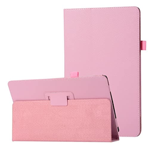 RRXYHK Tablet PC Case Texture Leather Tablet Case Compatible with Huawei Mediapad M2 8.0 Slim Folding Stand Folio Protector Shockproof Back Cover with Holder Protection(Pink)