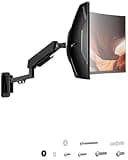 Heavy Duty Single Monitor Arm Wall Mount fits 27-45 inch Flat/Curved/Ultrawide Monitors, Full Motion Gas Spring Arm Holds 35.2 lbs, VESA 75/100mm for Home Office & Gaming, Black