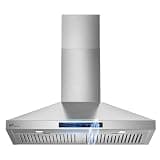 Upstreman 30 Inch Wall Mount Range Hood 380 CFM with Gesture & Touch Control, 3-Speed Stainless Steel Vent Hood, 15-Min Auto Shut-Off, Ultra-Bright 5W LED Lights, Ducted/Ductless Convertible, HC30