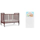 DaVinci Jenny Lind 3-in-1 Convertible Crib in Rich Cherry with Comfort Crib Mattress Bundle - Greenguard Gold Certified