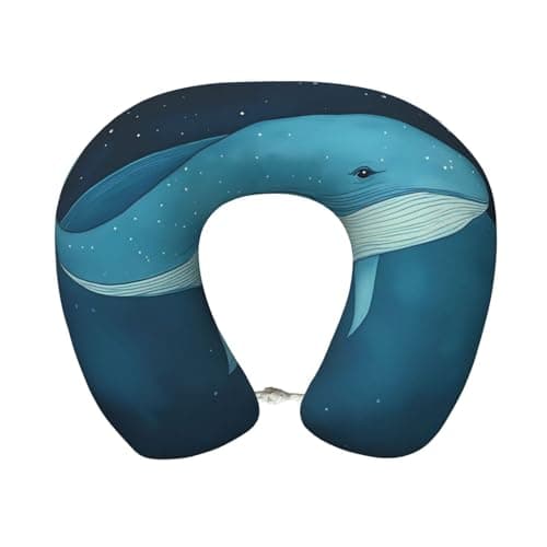 Cute Whale & Paper Boat Travel Pillow Super Lightweight Portable Memory Foam U Shaped Neck Pillows Detachable
