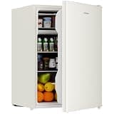 BANGSON 2.6 Cu Ft Small Fridge with Freezer for Office, Mini Refrigerator for Dorm Bedroom, Compact Fridge Energy-efficient, Low Noise, Cream White