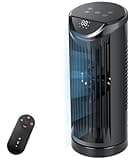 Personal Tower Fan for Bedroom with Remote, Portable Desk Table Fan,4 Speeds Cooling Standing Fan with 12H Timer, 60° & 110° Oscillating Floor Tower Fans That Blows Cold Air for Bedroom Office,Black