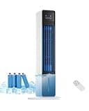 Evaporative Air Cooler, 3-in-1 Portable AC Tower Fan Air Conditioner with 4 Modes & 3 Speeds, 24H Timer, Remote 60°Oscillating Tower Fan, Quiet Swamp Cooler, Tower AC for Bedroom Office, 36inch, Black