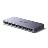 UGREEN 16 Port Gigabit Switch, Plug & Play Ethernet Switch, Standard/VLAN Mode, Unmanaged Network Splitter for Office & Business, Metal Fanless Desktop & Wall Mount Hub for NAS, PC, Printer, Router