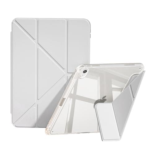 Case for iPad (A16) 11th Generation 11 Inch 2025, 10th Gen 10.9 Inch 2022 with Pencil Holder, Multi-Angle Trifold Stand, Slim Portable Clear Hard Back Shell Protective Cover, Auto Sleep/Wake (Grey)