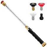 Upgraded Jet Nozzle Power Washer for Garden Hose, 2026 Pressure Washer Wand with 3 High-Pressure Nozzles for Car Washing Patio Garden Outdoor Cleaning (Black)